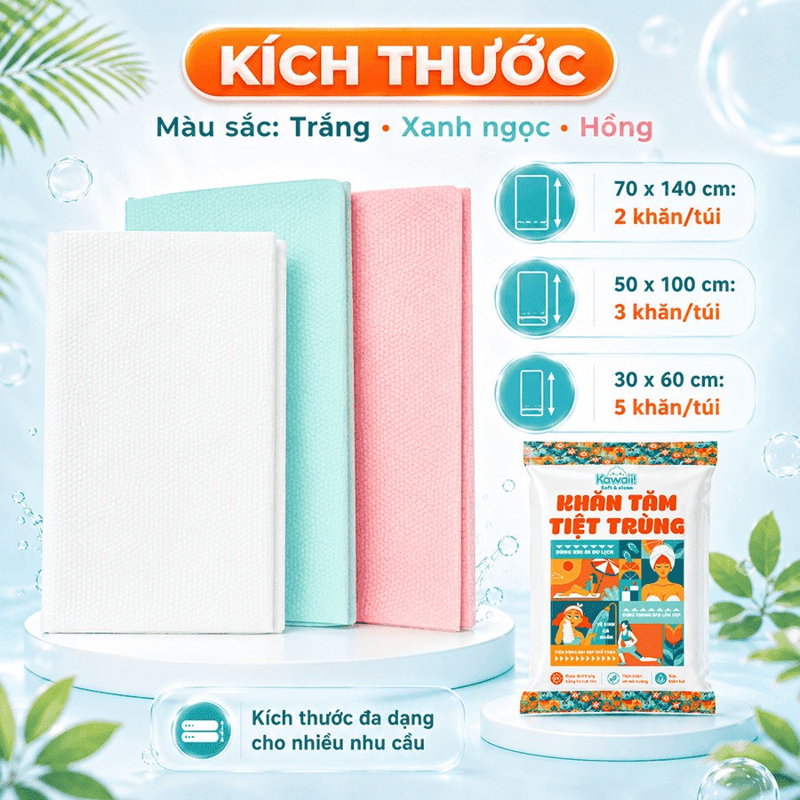 Khăn tắm tiệt trùng Kawaii 2026 2