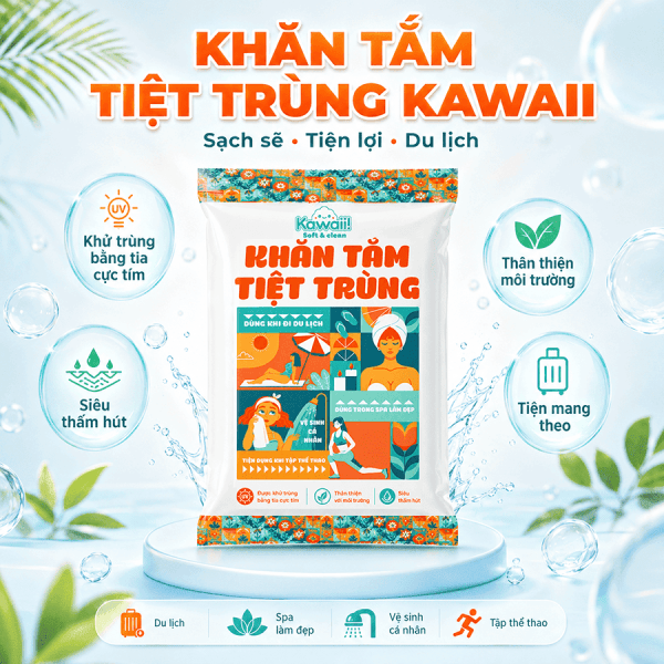 Khăn tắm tiệt trùng Kawaii 2026