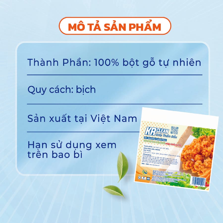 giấy thấm dầu thực phẩm krclean dày 2 giấy thấm dầu thực phẩm krclean dày 2