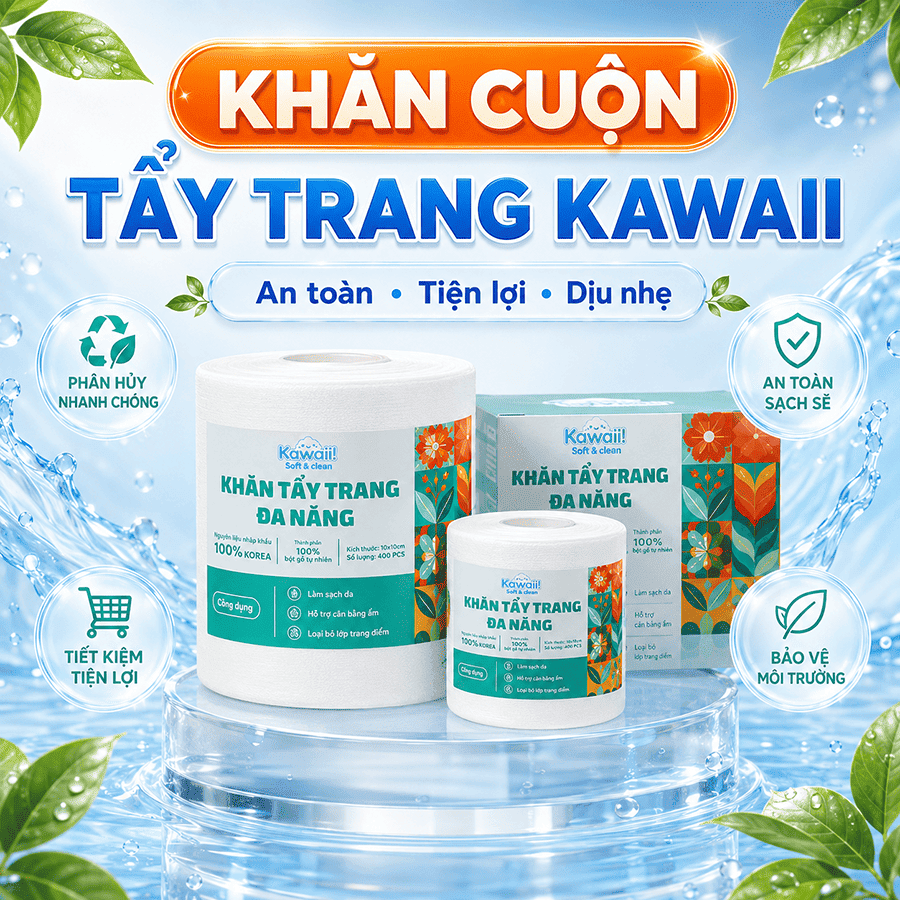 khăn cuộn tẩy trang kawaii 2026 1