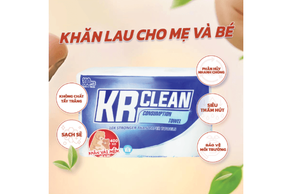 Khăn Khô Đa Năng Cho Mẹ Và Bé KRCLEAN - Nâng Niu Làn Da Bé