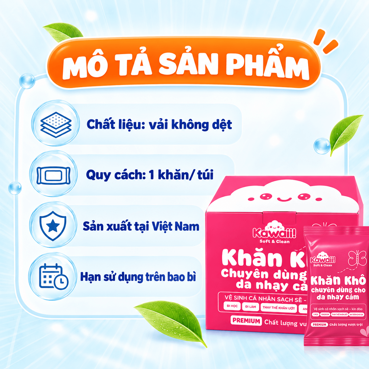 khăn khô dạng gói kawaii 3