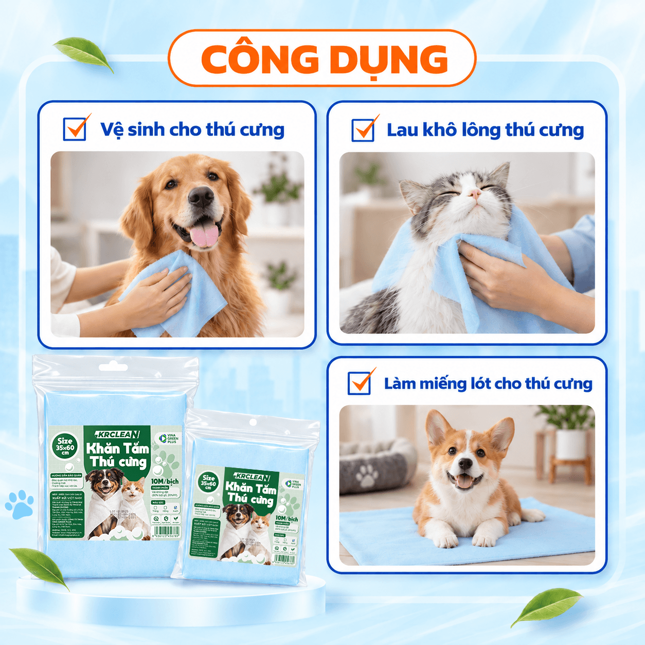 khăn tắm thú cưng KRCLEAN 4